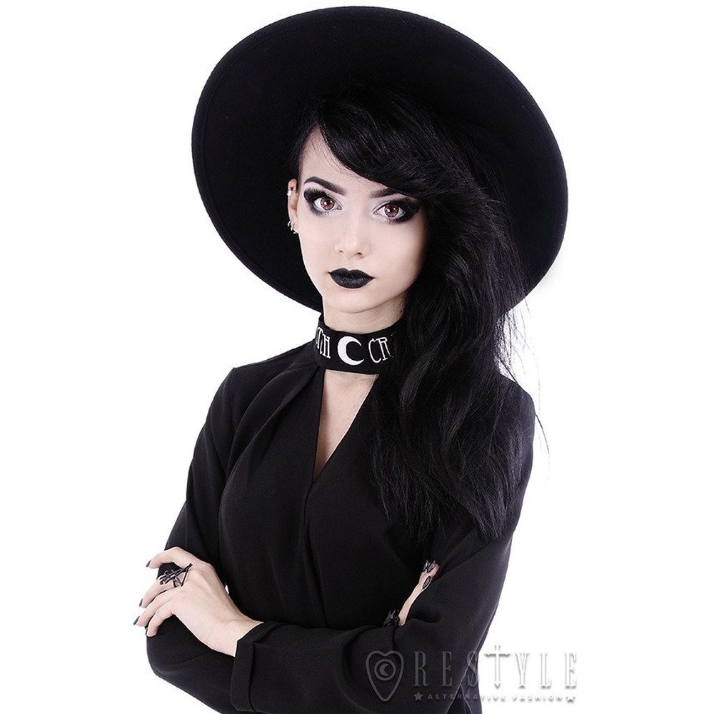 Restyle - Witch Fedora hoed - Wijde rand - Zwart
